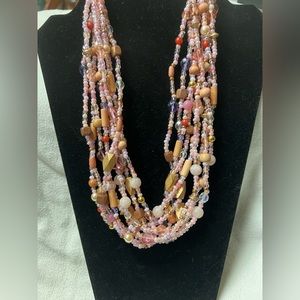 Vintage Joan Rivers pink bead crystal necklace